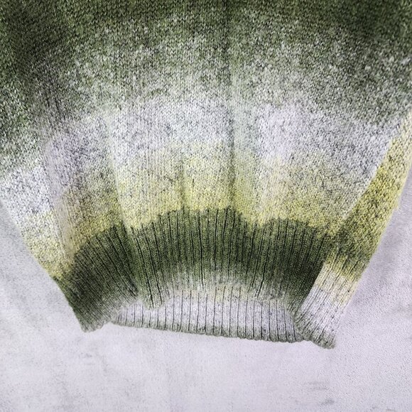 Womens Green & Grey Striped Knit Sweater By Angie Short Sleeve Cowl Neck Size L - Picture 3 of 10